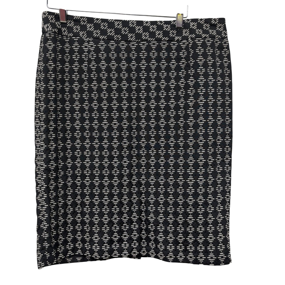 Coldwater Creek‎ Womens Black White Geometric Diamond Jacquard Pencil Skirt 16
